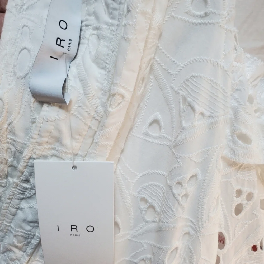 NWT IRO White Eyelet Ruffle Sleeve Dress - Size 42 / 10 - Picture 12 of 12